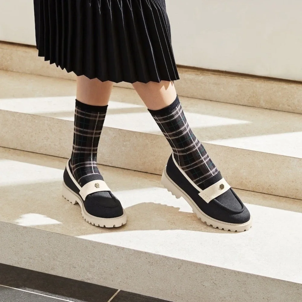 VIVAIA Round-Toe Platform Chunky Heel Loafers Black Slip On Shoes EU/38.5 US/7.5